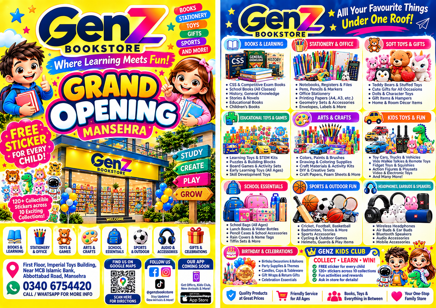 Official GENZ Bookstore grand opening promotional flyer